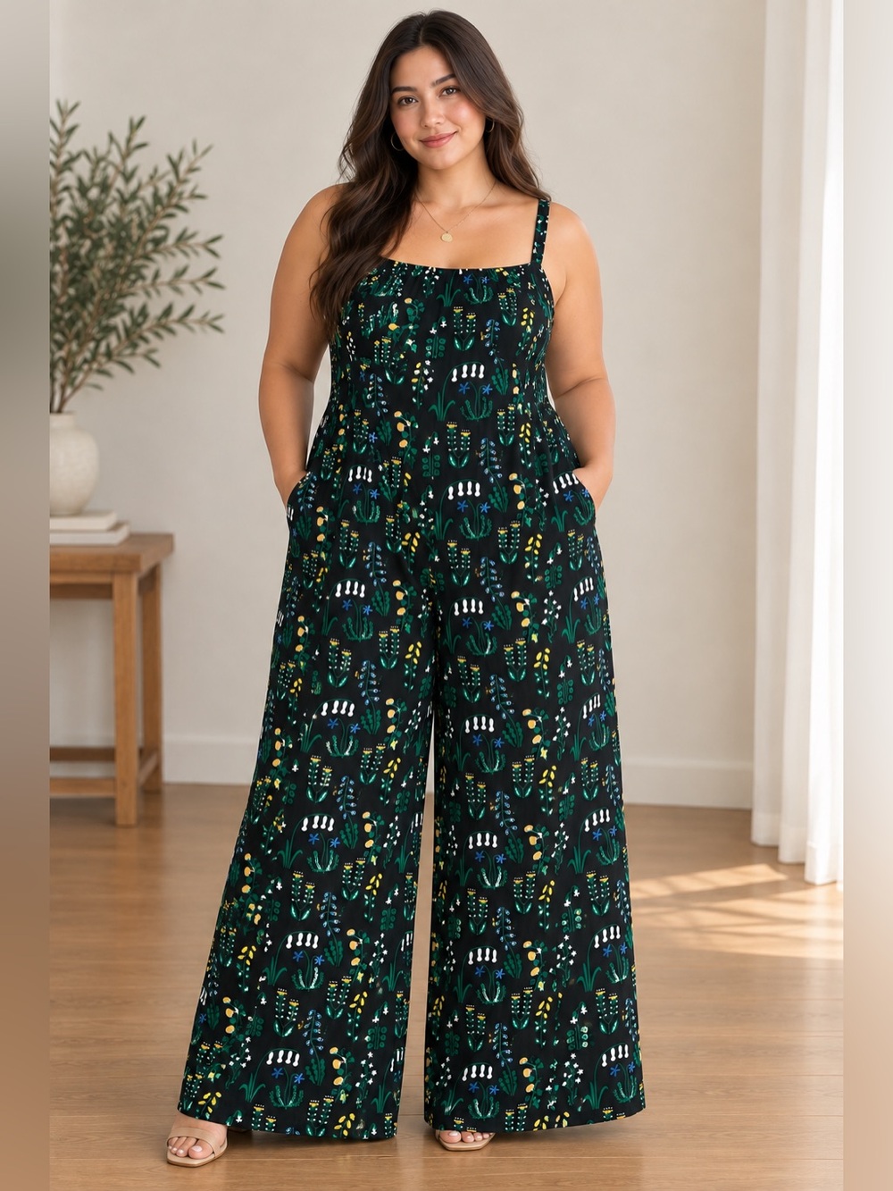 ModCloth x Collectif Botanical Floral Wide-Leg Jumpsuit US 14